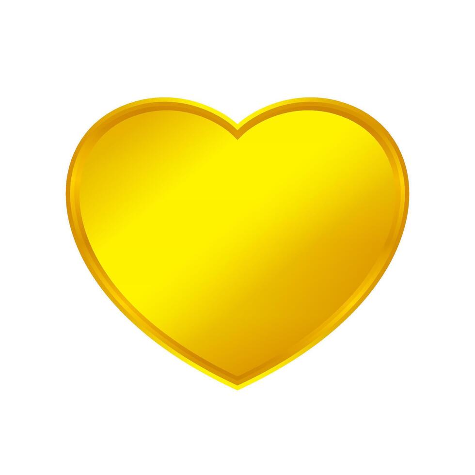 gold heart shape isolated on white, golden heart shaped icon, gold heart logo, image of golden heart shaped symbol for graphic element of decorate embellish design vector