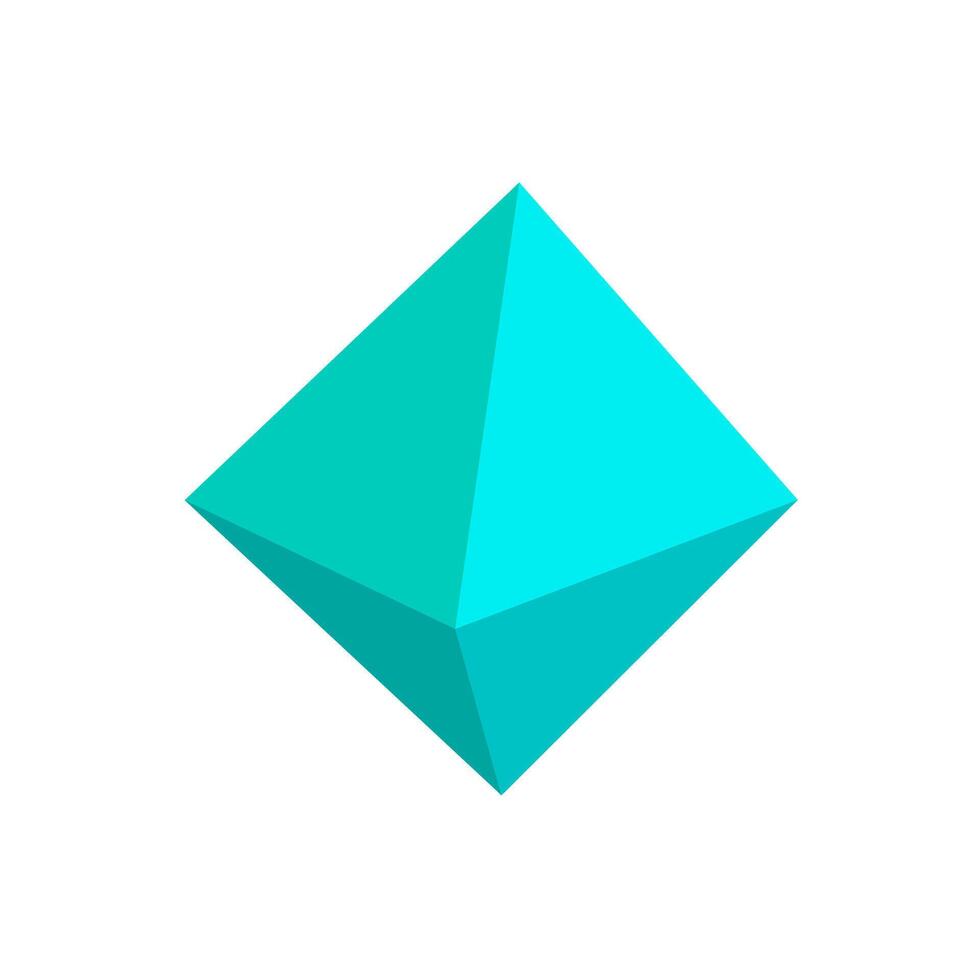 blue octahedron basic simple 3d shapes isolated on white background, geometric octahedron icon, 3d shape symbol octahedron, clip art geometric octahedron shape for kids learning vector