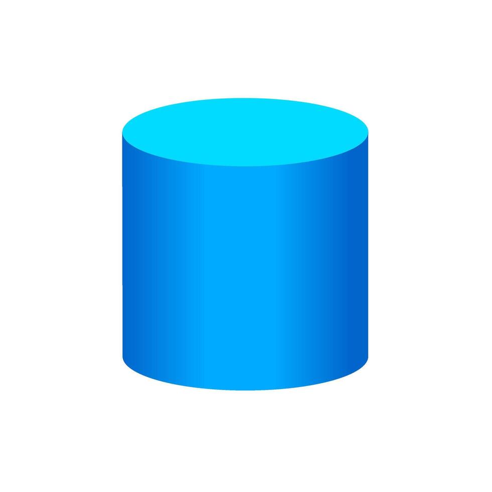 blue cylinder basic simple 3d shapes isolated on white background, geometric cylinder icon, 3d shape symbol cylinder, clip art geometric cylinder shape for kids learning vector
