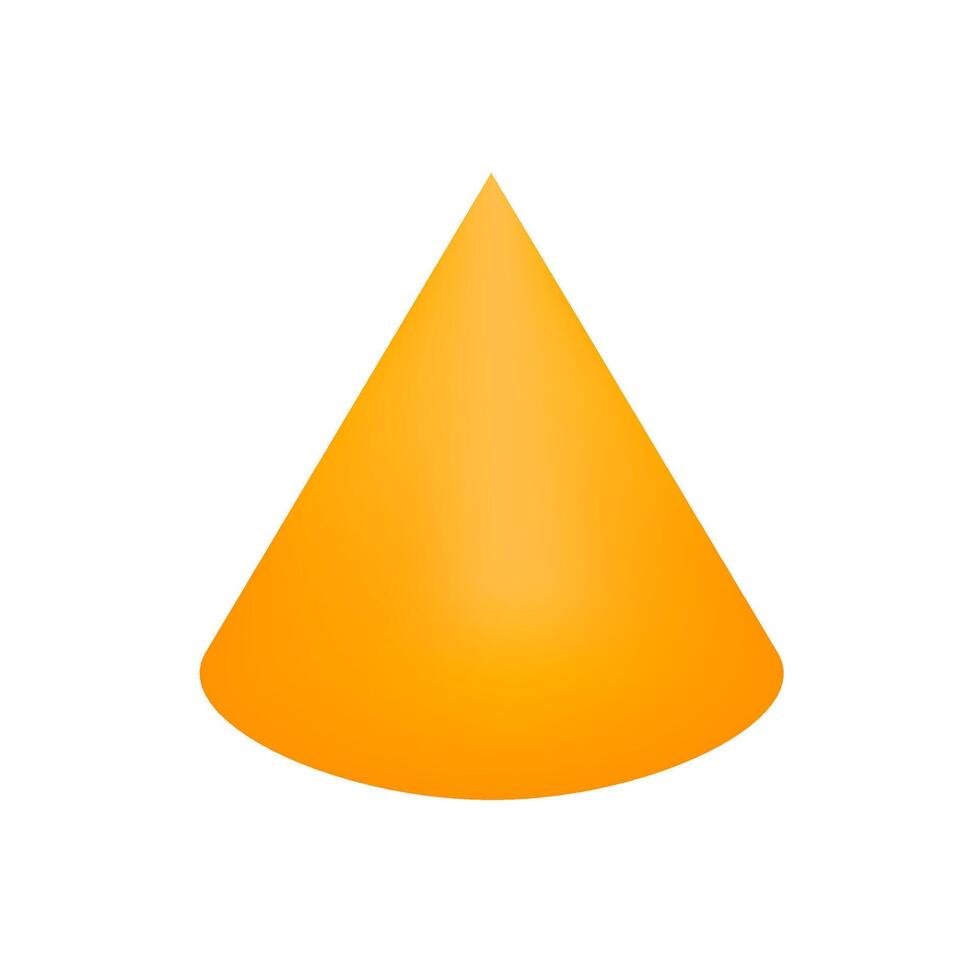 cone basic simple 3d shapes isolated on white, geometric cone icon, 3d shape symbol cone, clip art geometric cone shape for kids learning vector