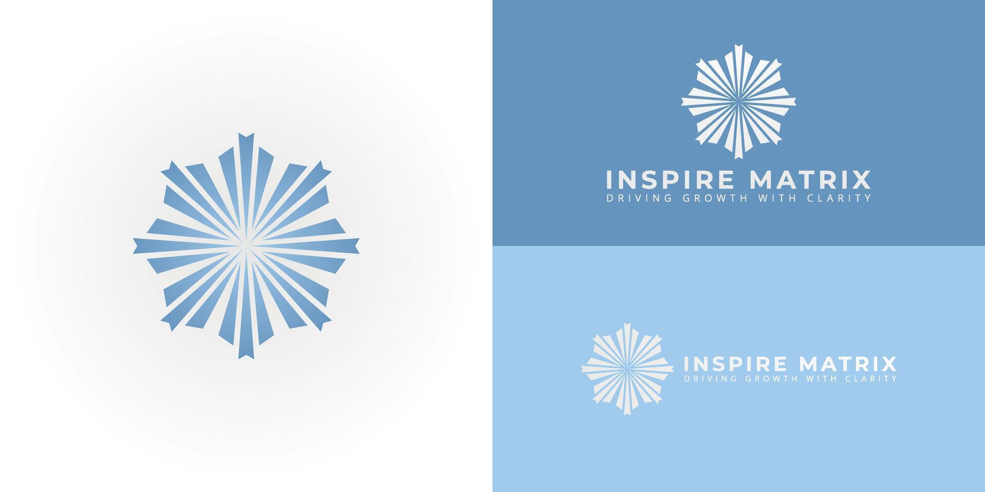 The dynamic emblem features a central point with radiating sharp elements, abstractly forming the essence of IM. The logo is designed for the consulting and business services sector. vector