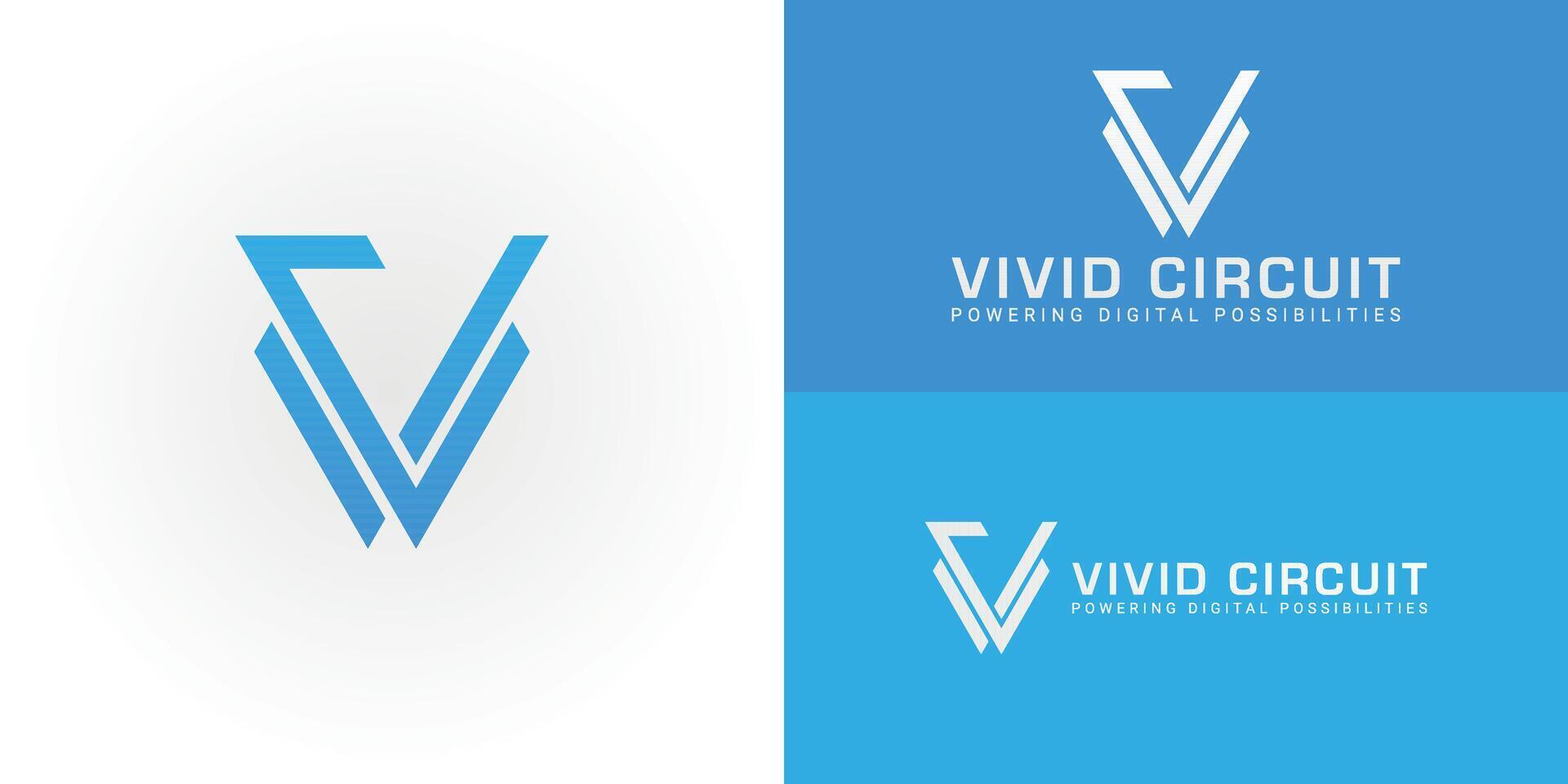 The logo features interconnected lines forming the VC initials, representing innovative virtual solutions for technology and software businesses. The dynamic design suggests a forward-thinking vector