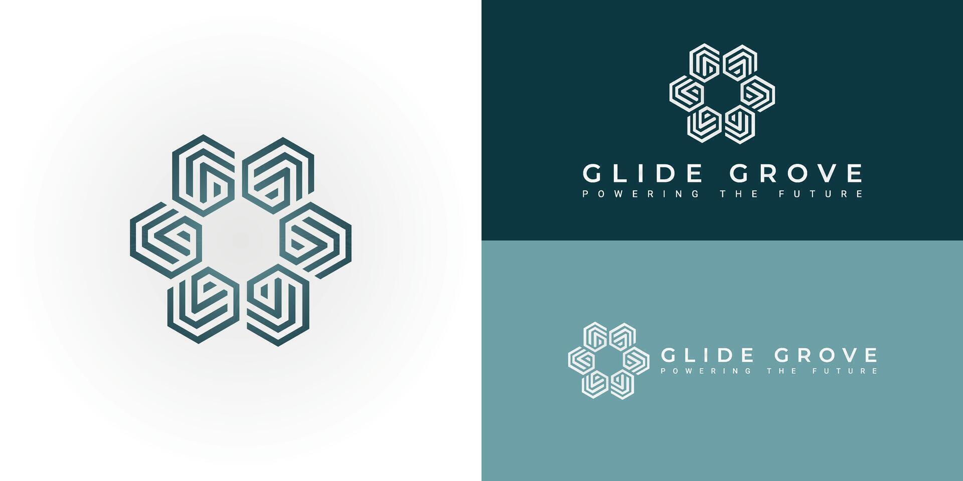 The logo features stylized G shapes cleverly integrated within six interconnected hexagons arranged around a central point. This design represents integrated and generative technology and businesses vector