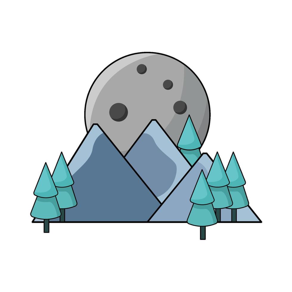 moon and mountain vector