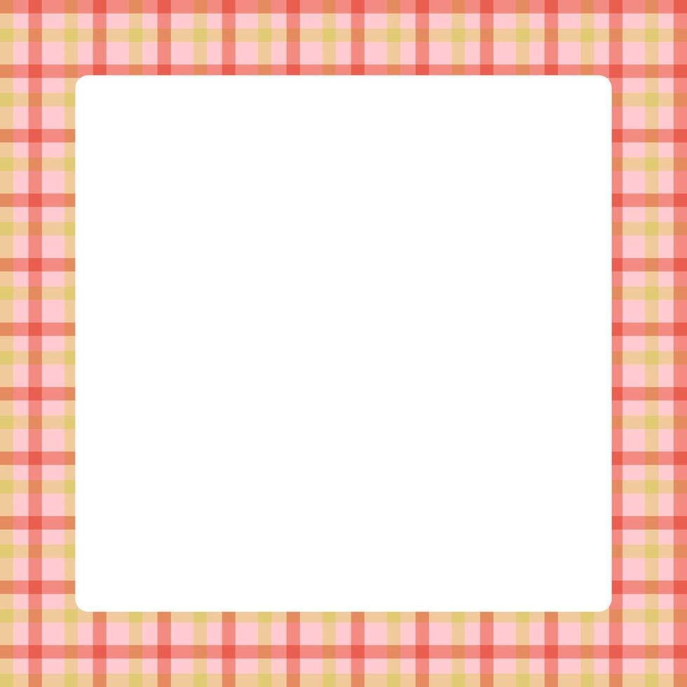 tartan square frame, red plaid tartan pastel for banner, plaid frame for advertising background, copy space vector