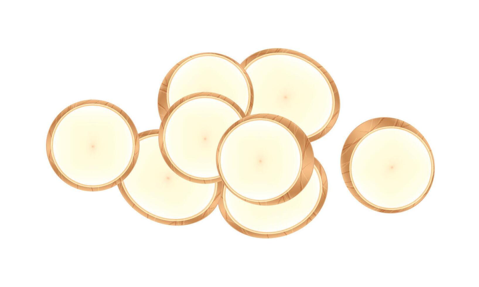raw cassava fresh isolated on white background, cassava cut slice for tapioca flour industry or ethanol industry, pile yucca cassava tuber vector