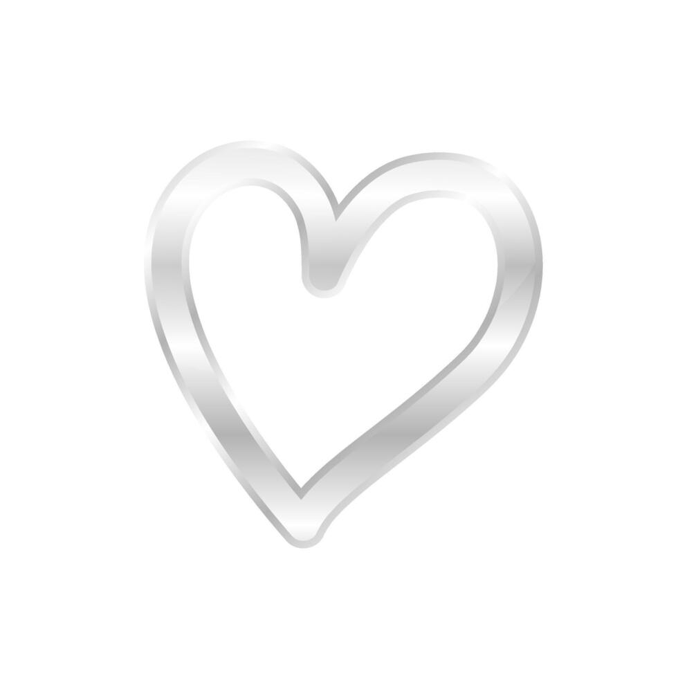 silver heart shape luxury, free hand brush drawn hearts art silver color, silver heart shape is symbol of love vector