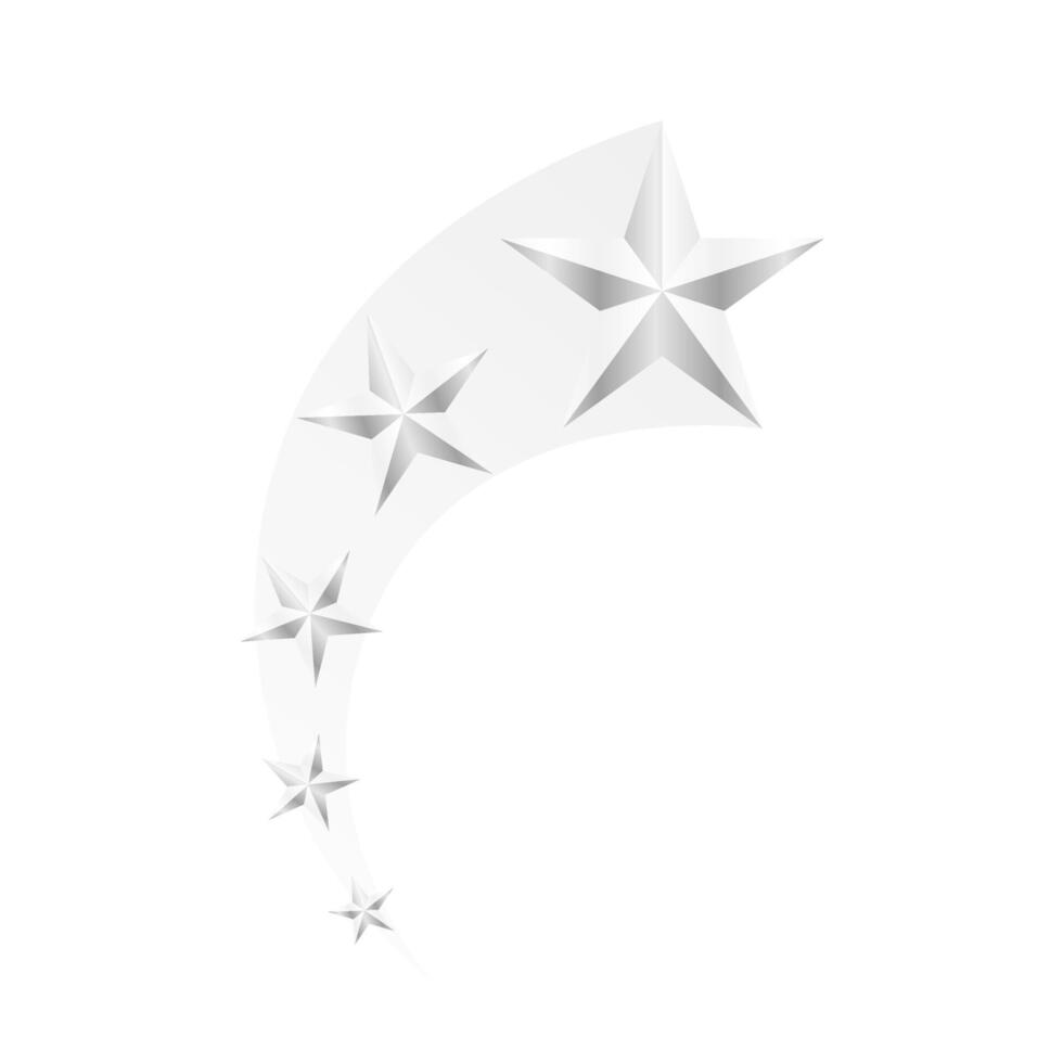 swirl silver five star, star illustrations, silver star elegant, 5 silver star on white vector
