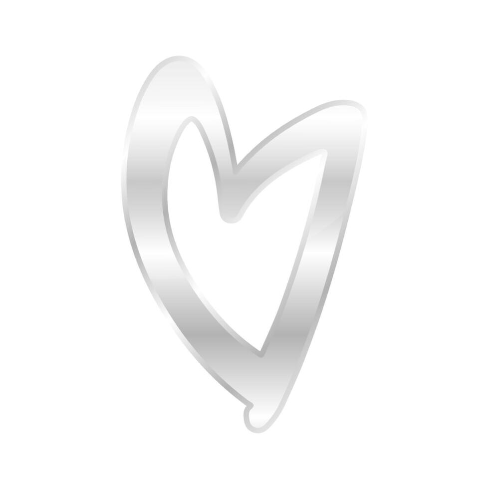 silver heart shape luxury, free hand brush drawn hearts art silver, silver heart shape is a symbol of love vector