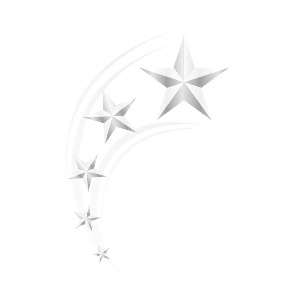 swirl silver five star, star illustrations, silver star elegant, 5 silver star on a white vector