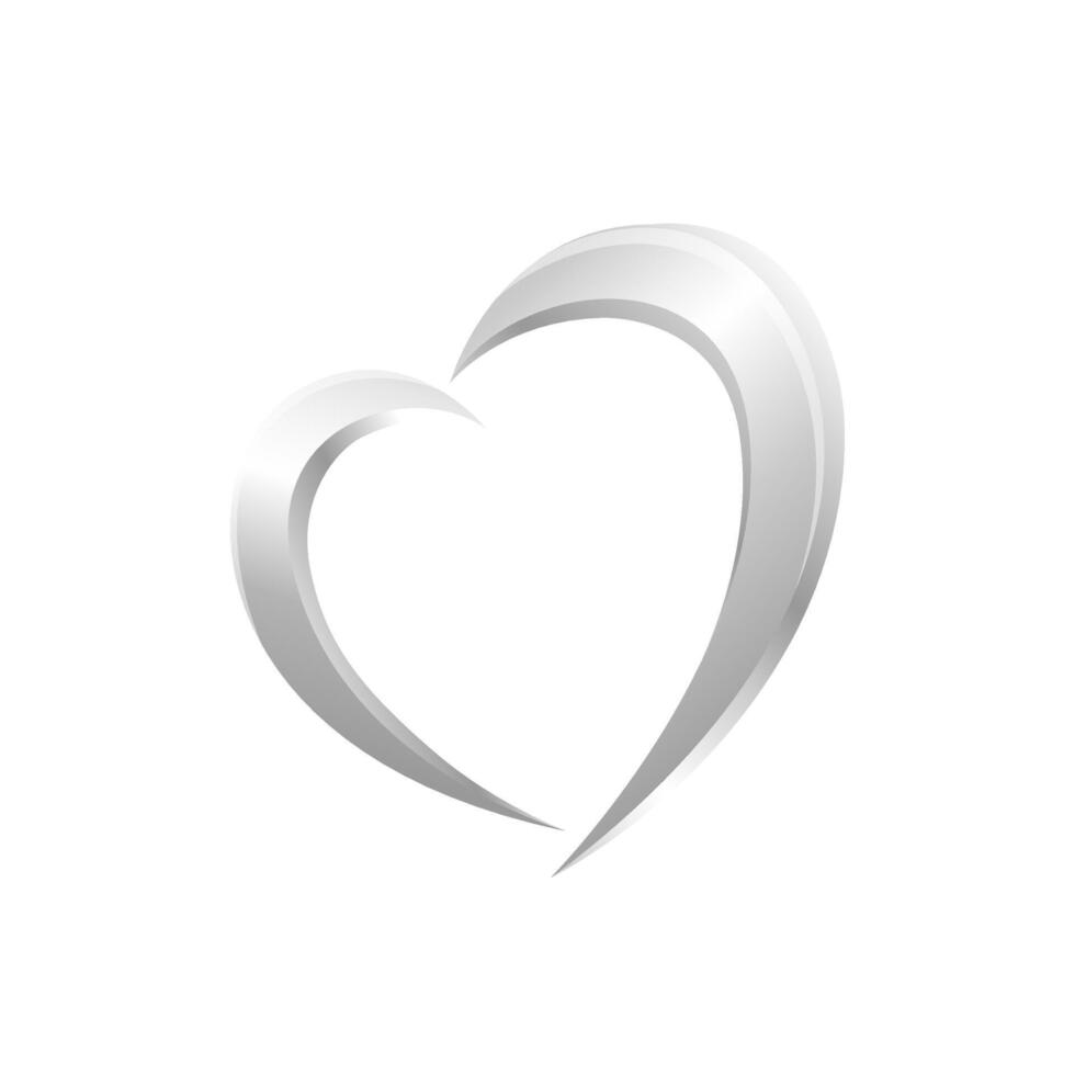 silver heart shape luxury, hearts silver for logo modern, symbol of silver heart 3d, silver heart shape is a symbol of love vector