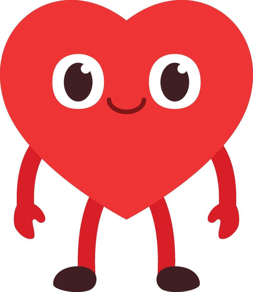 cartoon heart character standing with both feet facing forward vector