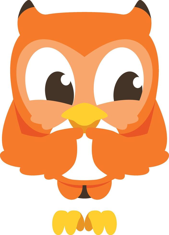 orange owl cartoon character is blushing with a pose playing with his fingers vector