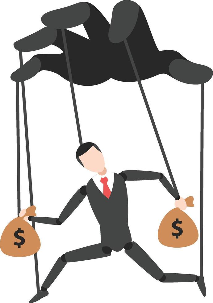 business characters like puppets with poses of taking personal advantage vector