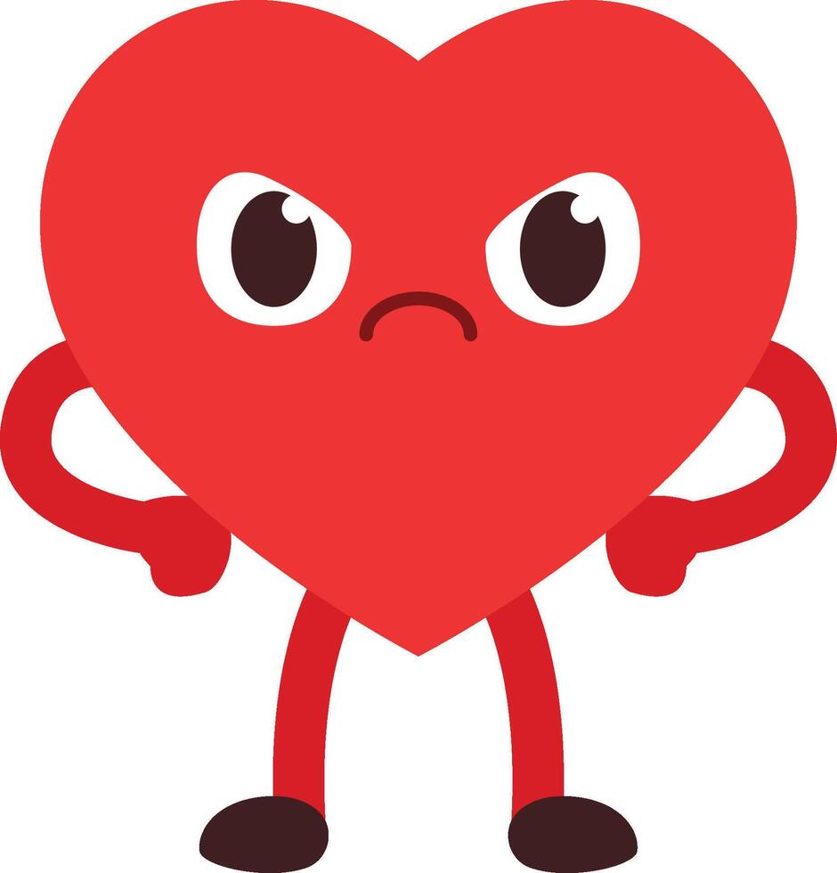 cartoon character of heart is angry with both fists clenched vector