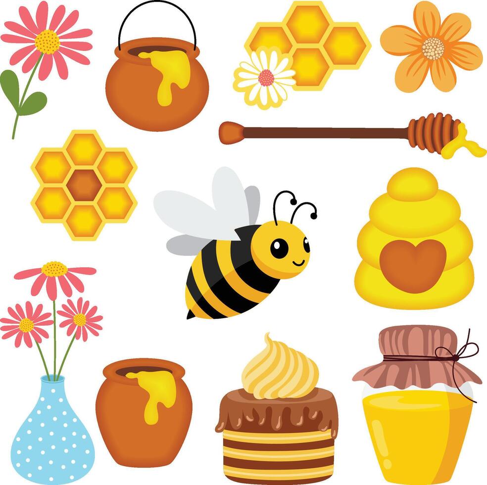 Sweet Honey and Busy Bee Collection vector