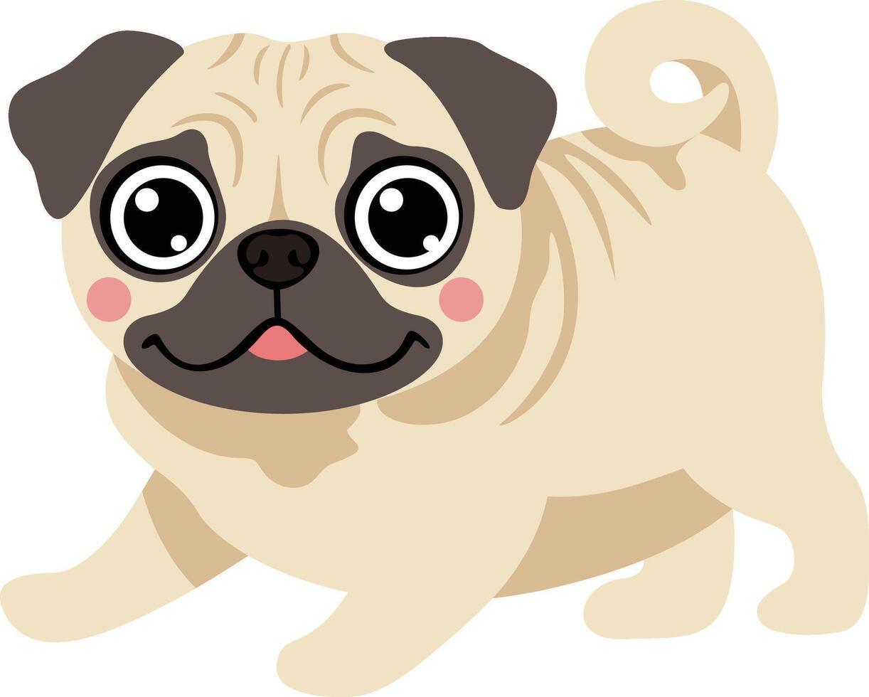 Adorable Beige Pug with Big Eyes vector