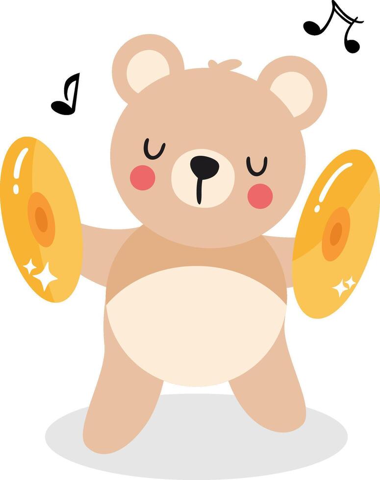 Happy Bear Playing Musical Cymbals Joyfully vector