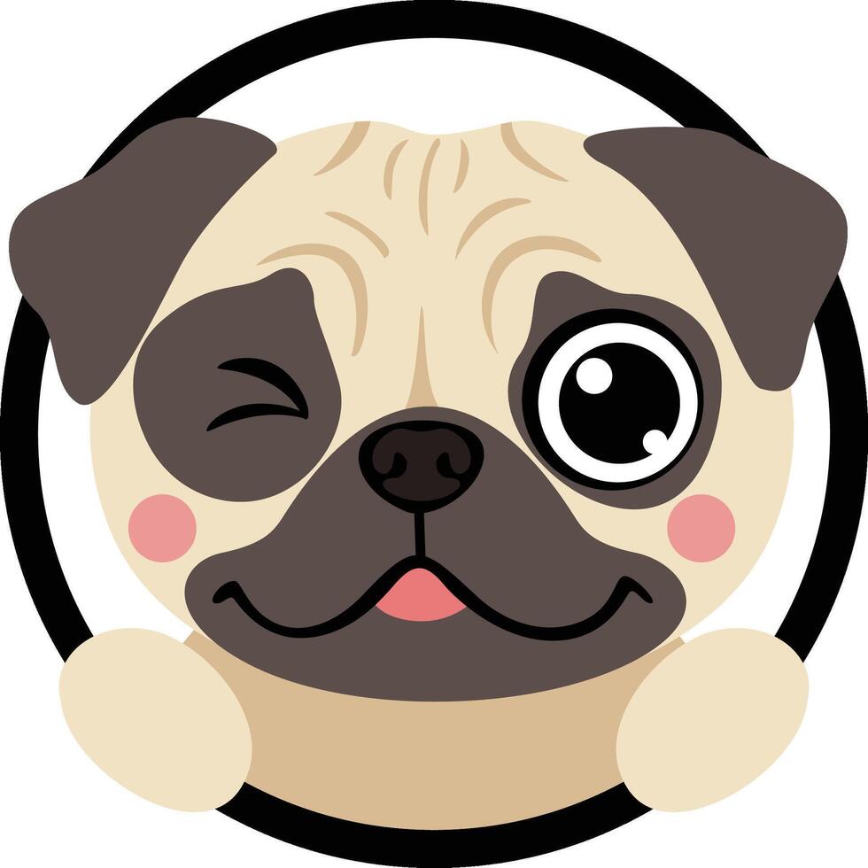 Happy Smiling Pug Puppy Peeking Out vector