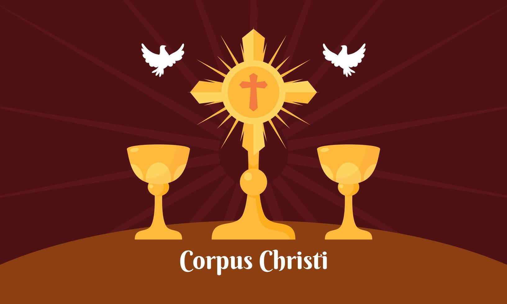 Corpus Christi Celebration with Eucharist and Religious Symbols vector