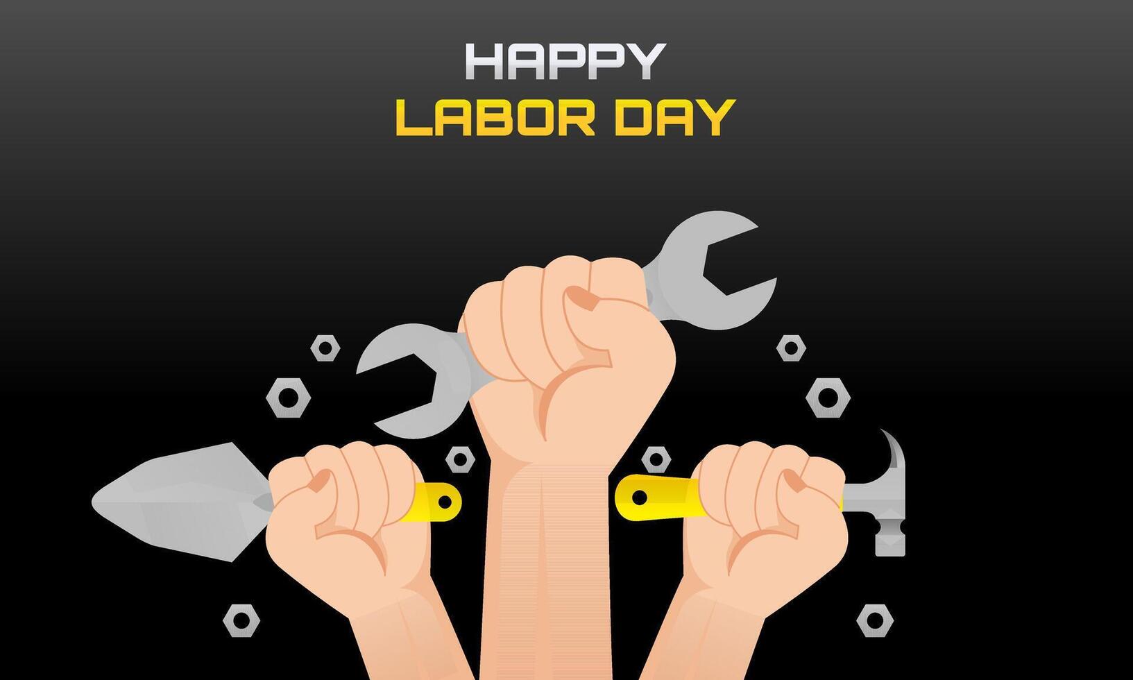 Happy Labor Day with Worker Tools Illustration vector