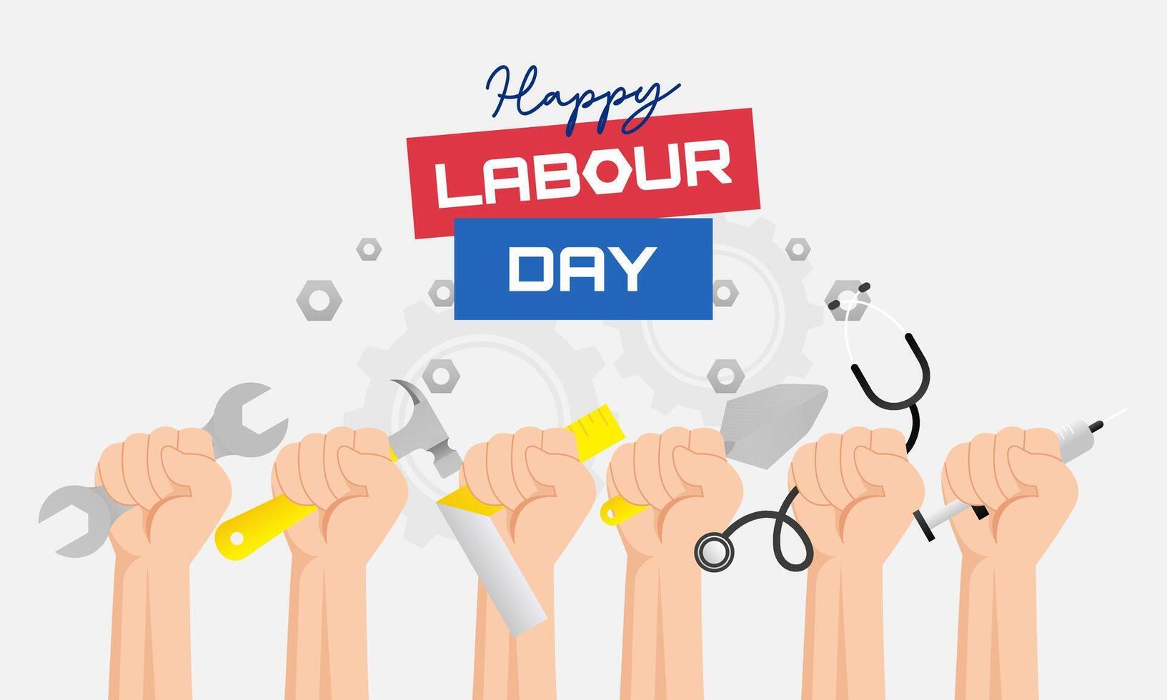 Happy Labor Day Background with Hand Holding Tools vector