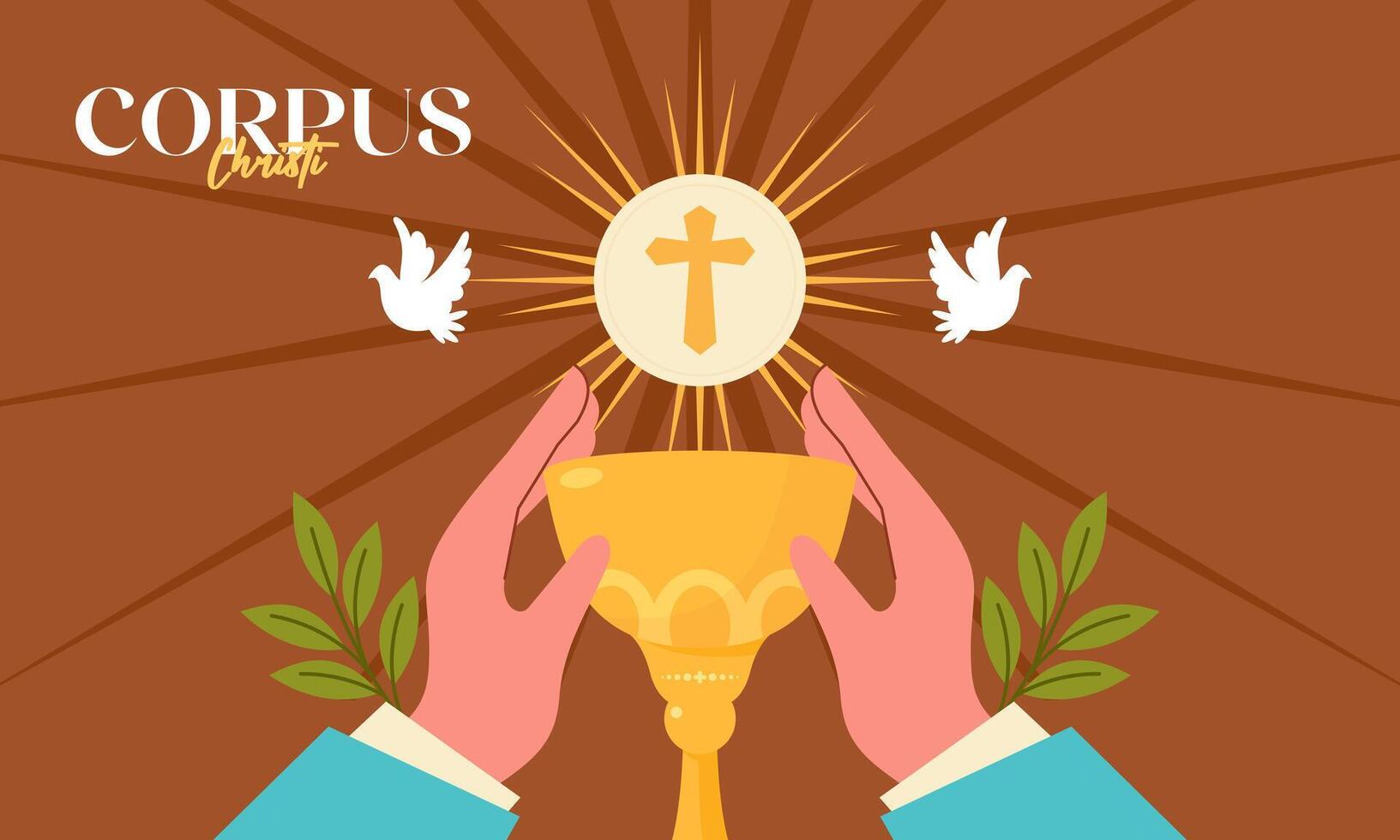 Corpus Christi Celebration Hands holding the Holy Eucharist vector