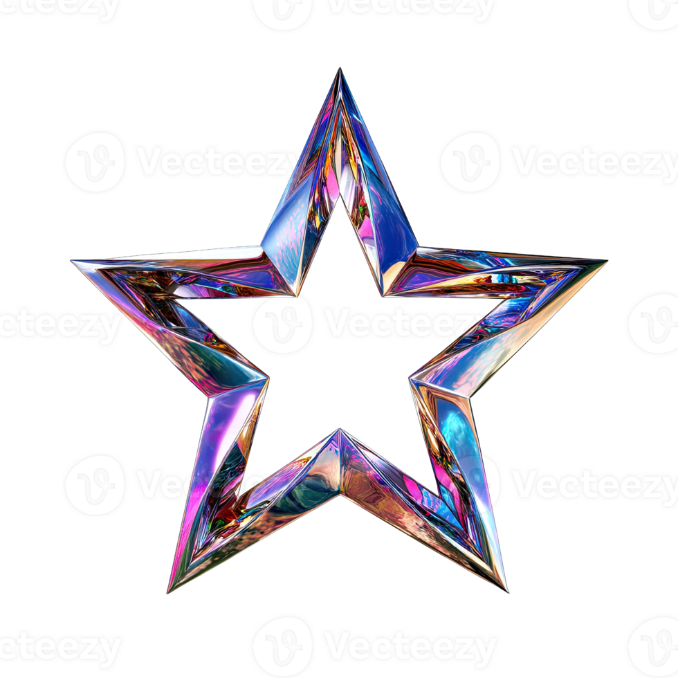 Iridescent Star Sparkling Colorful Starburst Jeweltoned Design png