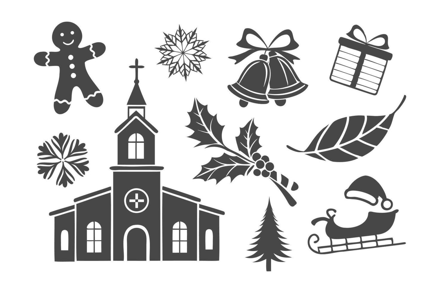 Christmas icons illustration set vector