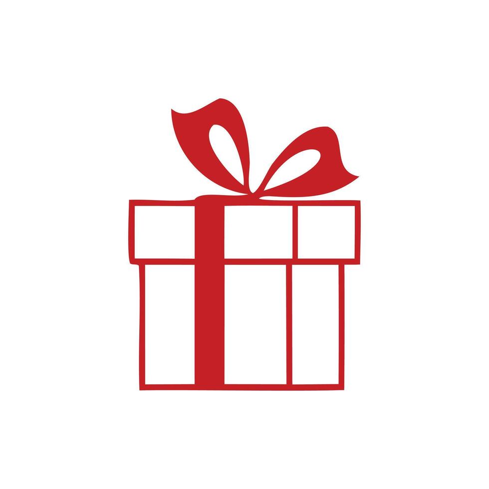Red gift box illustration with a festive bow and ribbon for Christmas Day vector