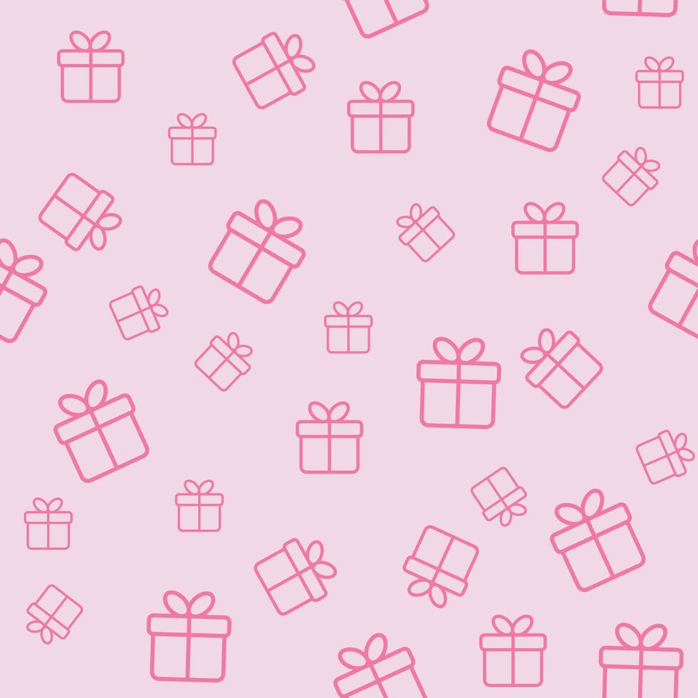 Seamless pink pattern with gift boxes. Wallpaper background vector