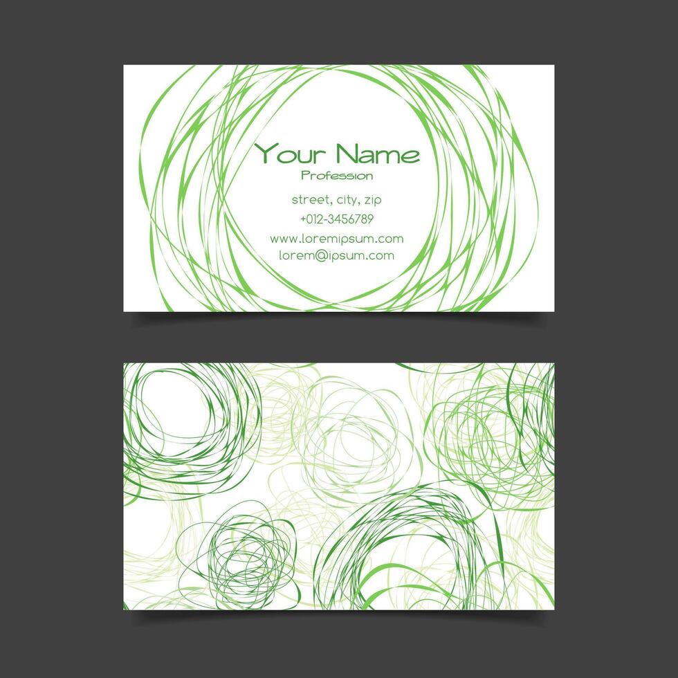 Business card template with abstract stylish scribbles vector