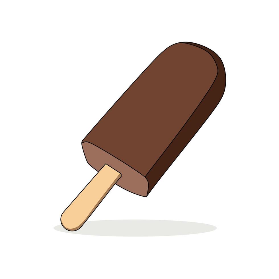 Chocolate ice cream bar illustration with white background and ice cream icon vector
