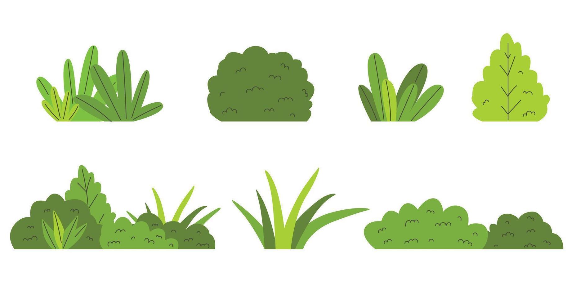 Set of bushes with various shapes, green bushes vector