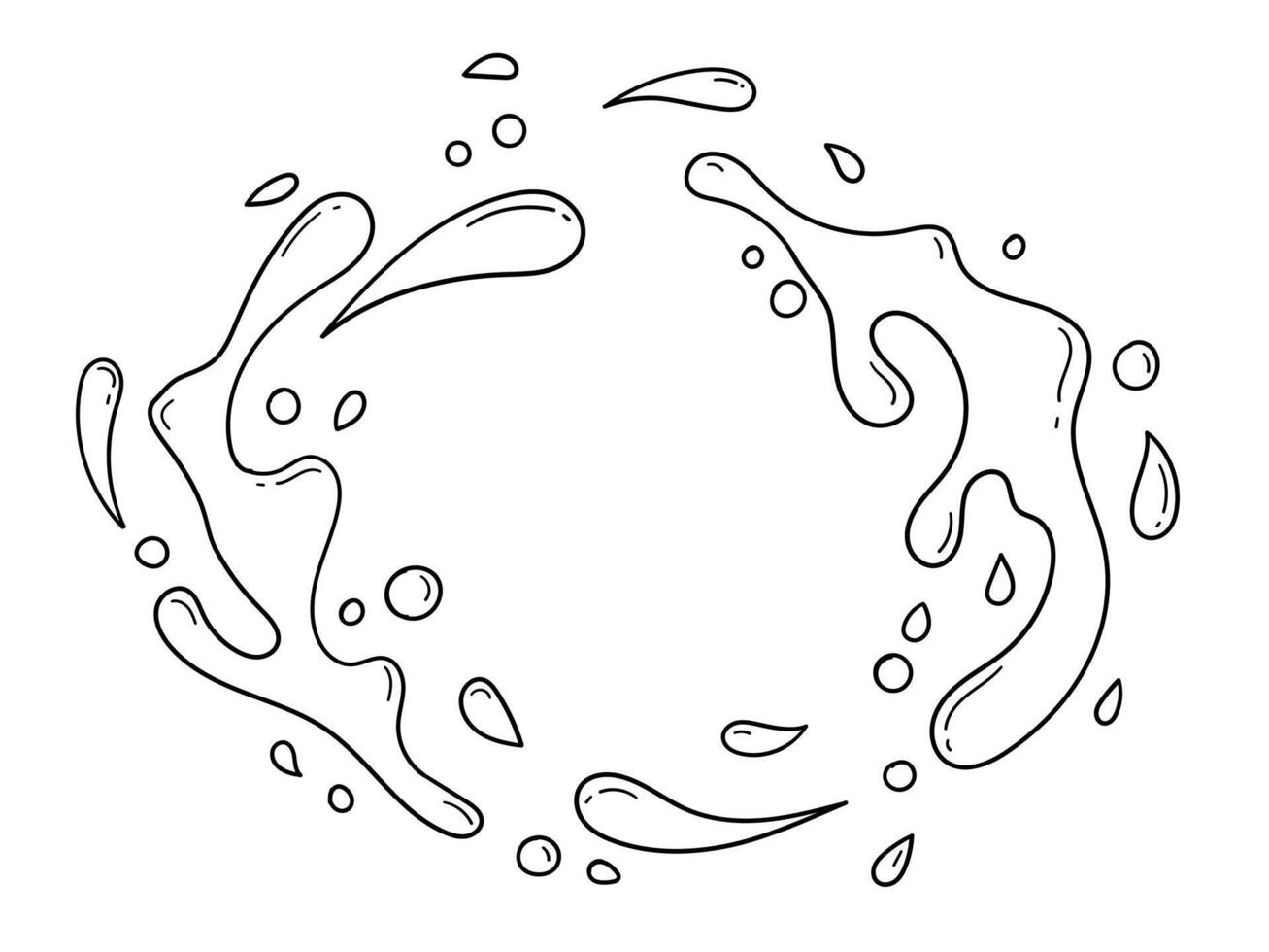 Hand drawn liquid splash line art illustration vector
