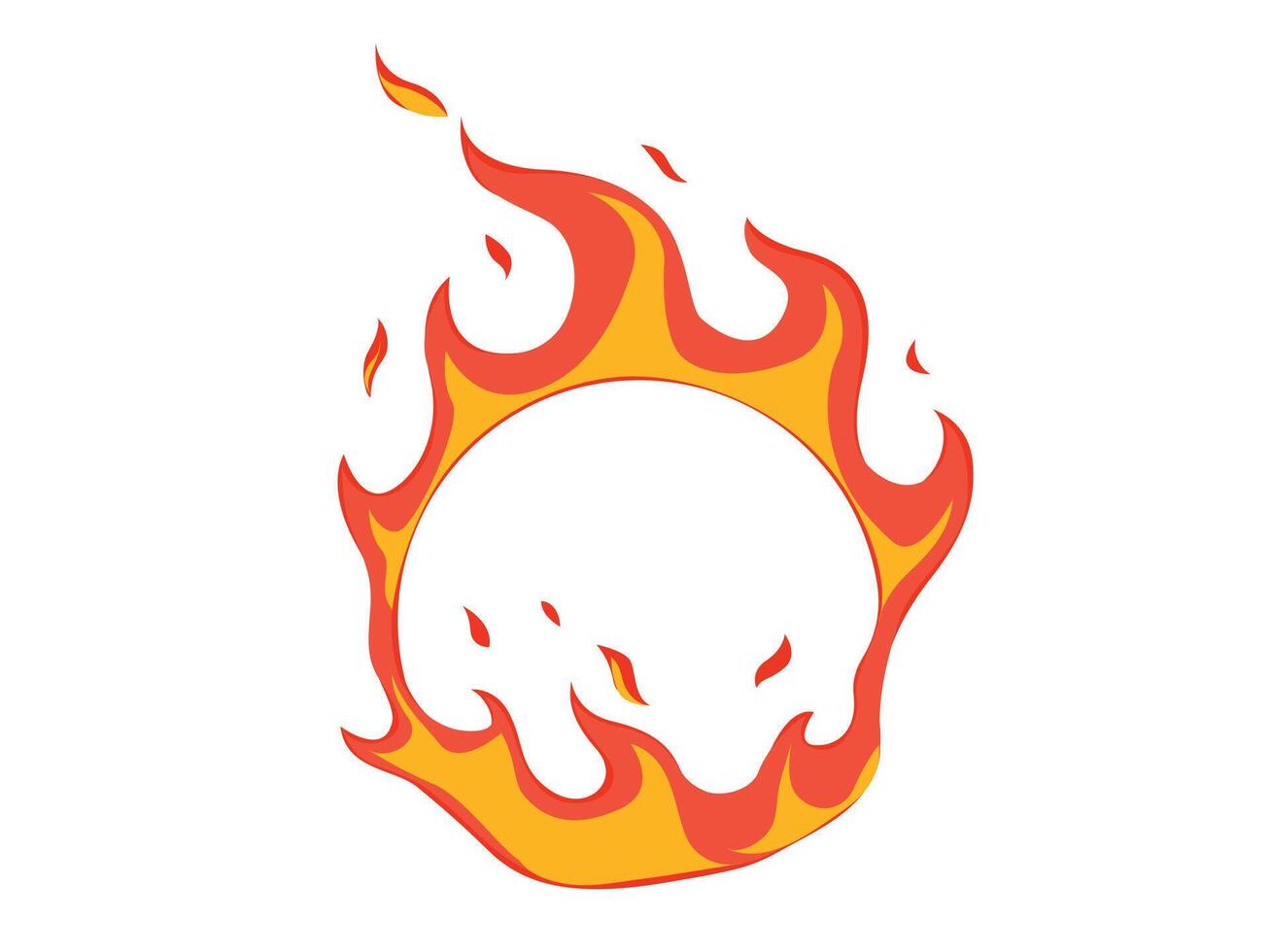 Fire in the shape of a circle with an empty space in the middle, fiery frame vector