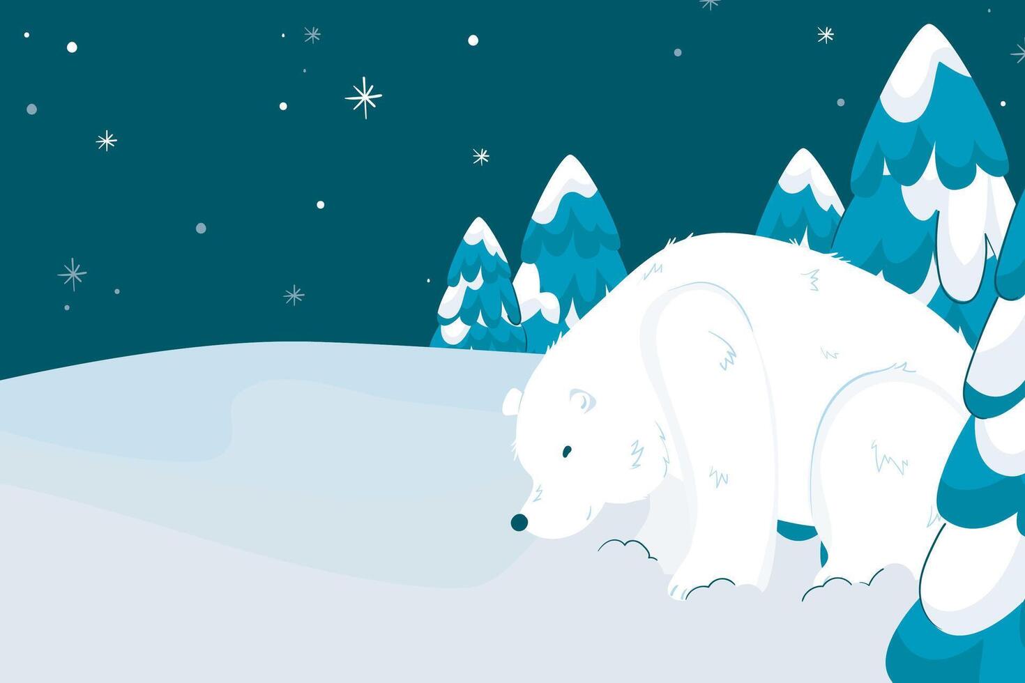 snow place with polar bear landscape background vector