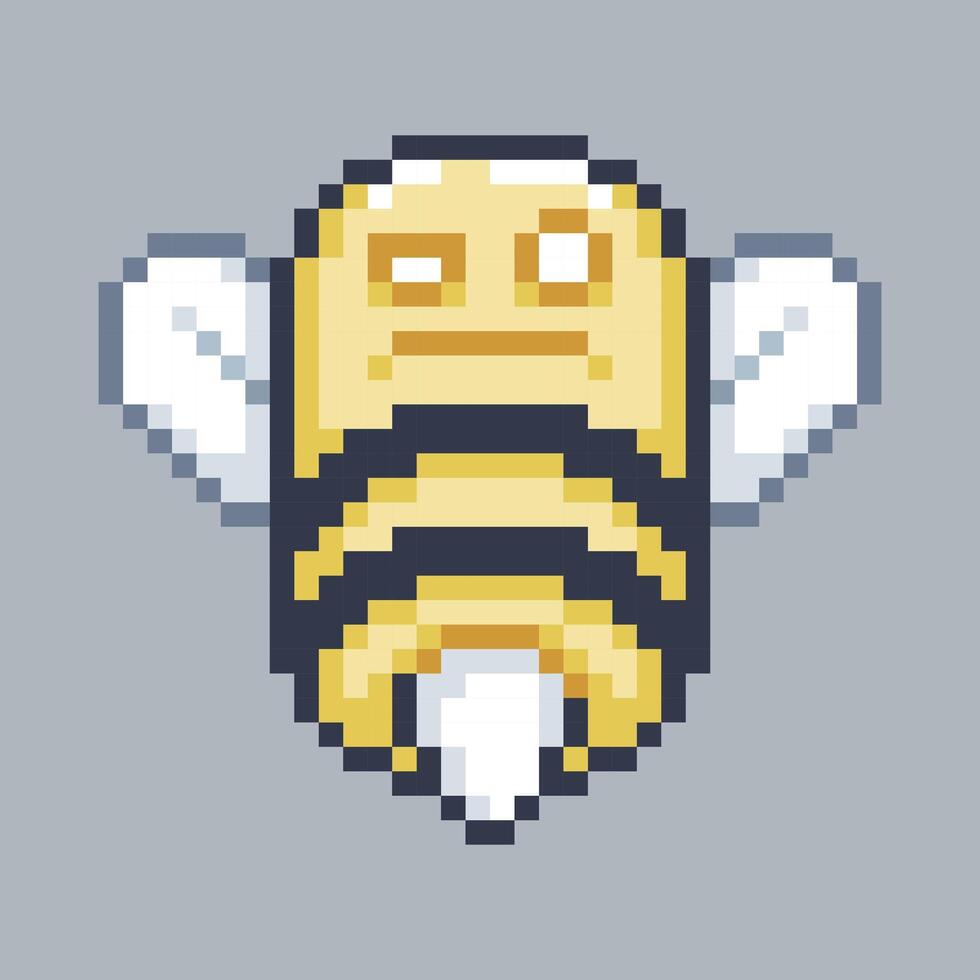 bee monster character in pixel art style with isolated background vector