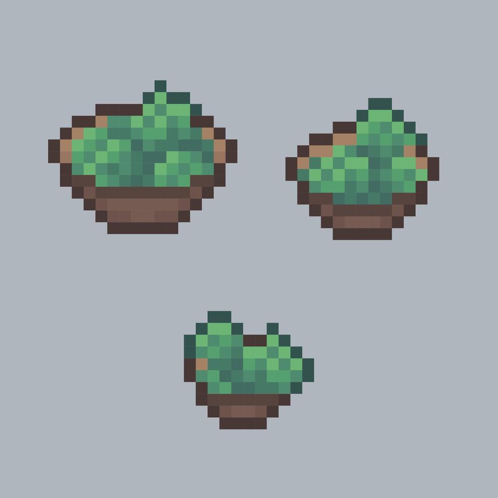 vegetable in the bowl with different size in pixel art style vector