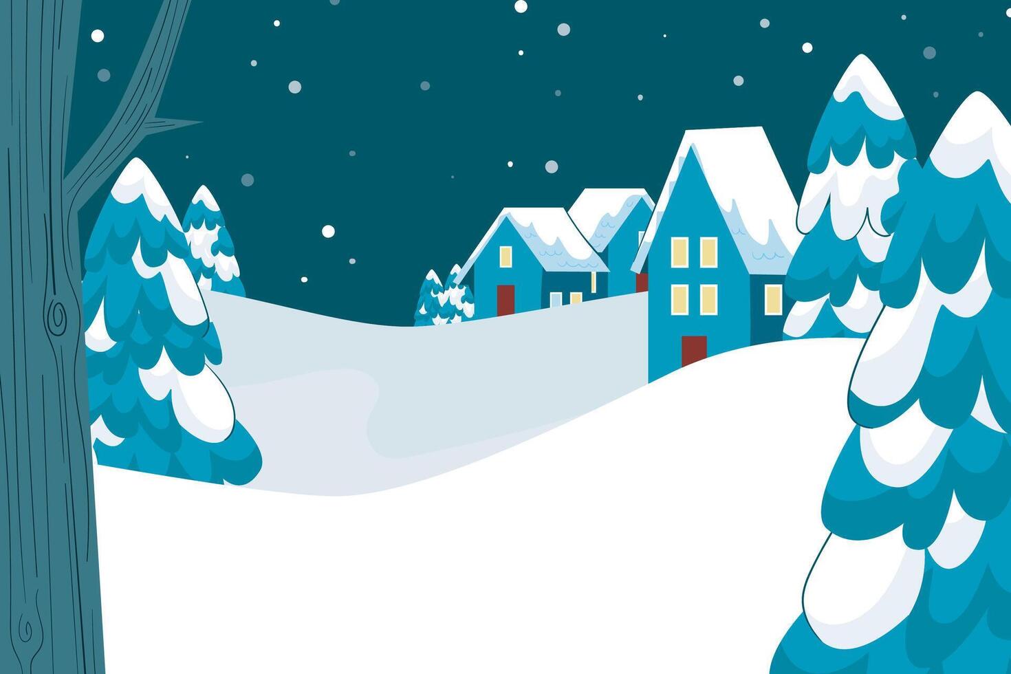 landscape snow place with town background vector