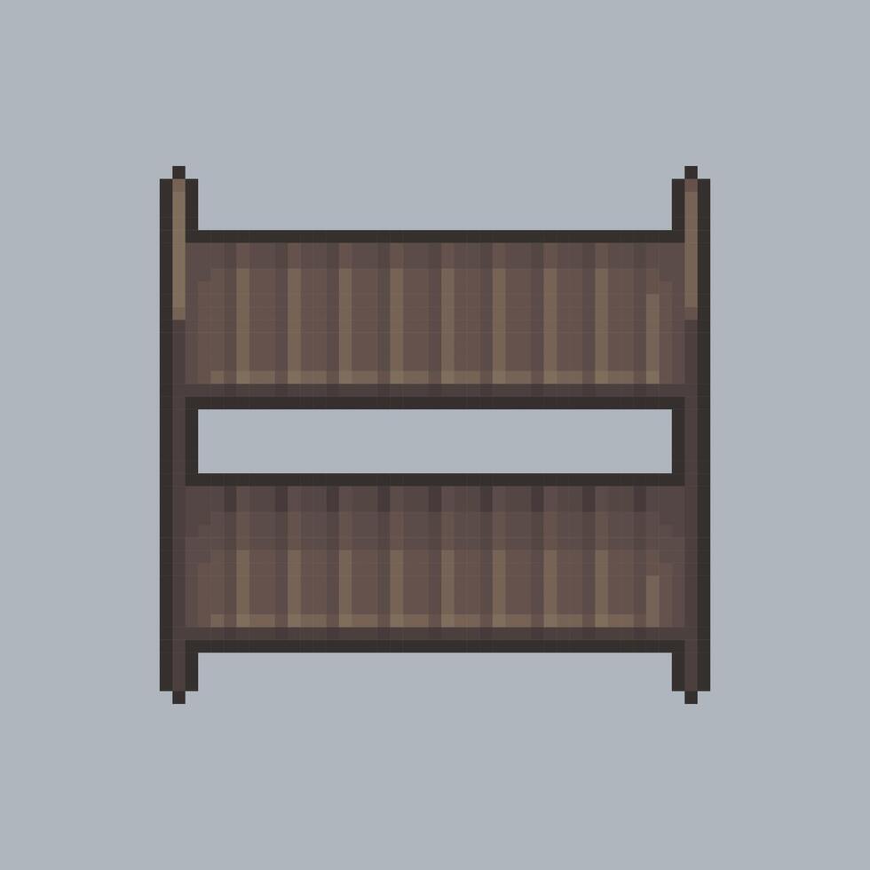 top view double rack shelf in pixel art style with isolated background vector