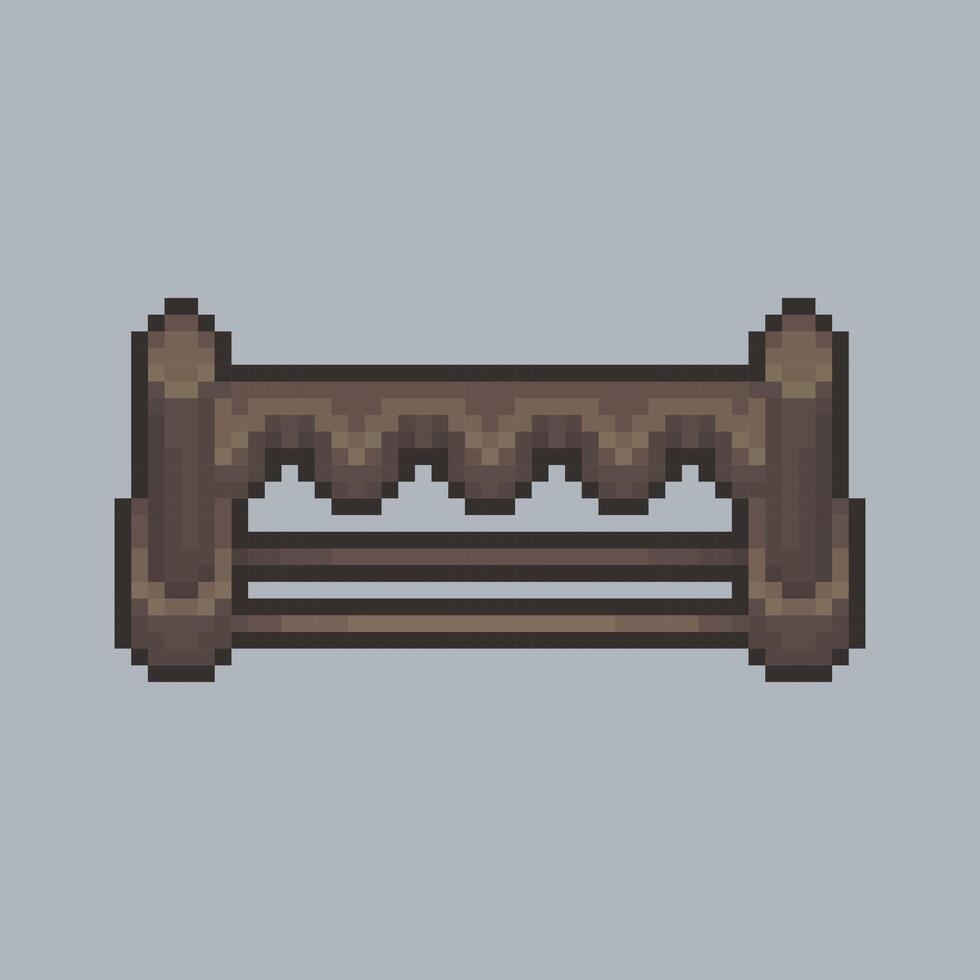 top view long empty weapon rack in pixel art style vector