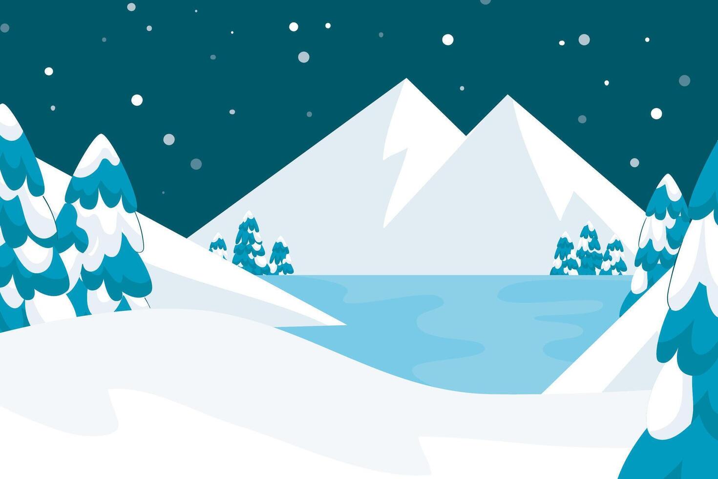 landscape snow place with mountain view vector