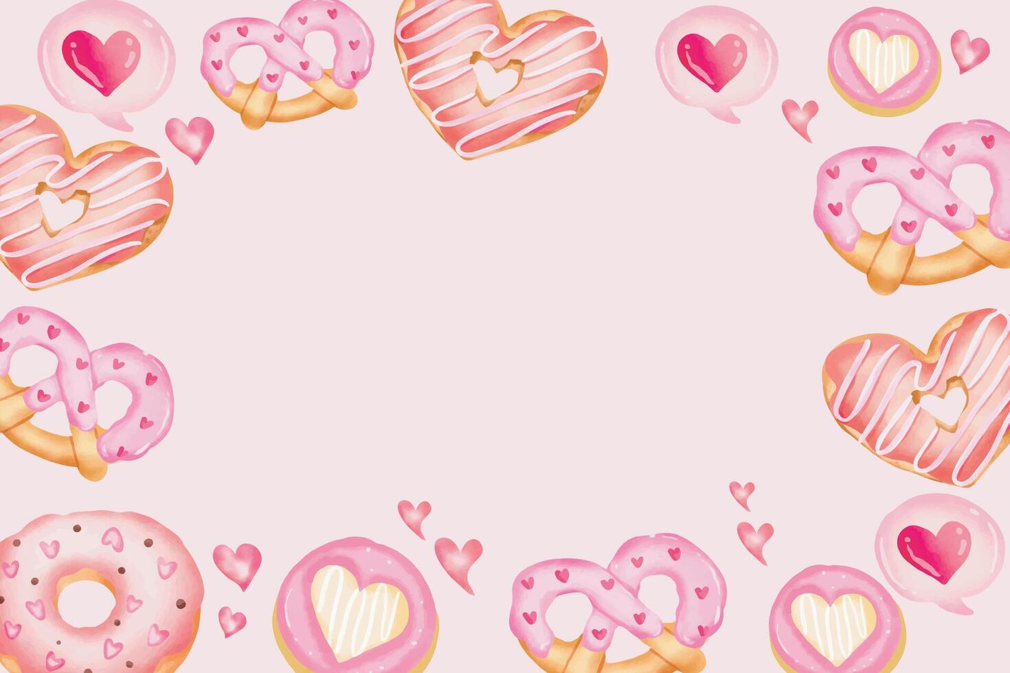 Valentine's Day Treats Hearts and Sweets cookies pink background vector