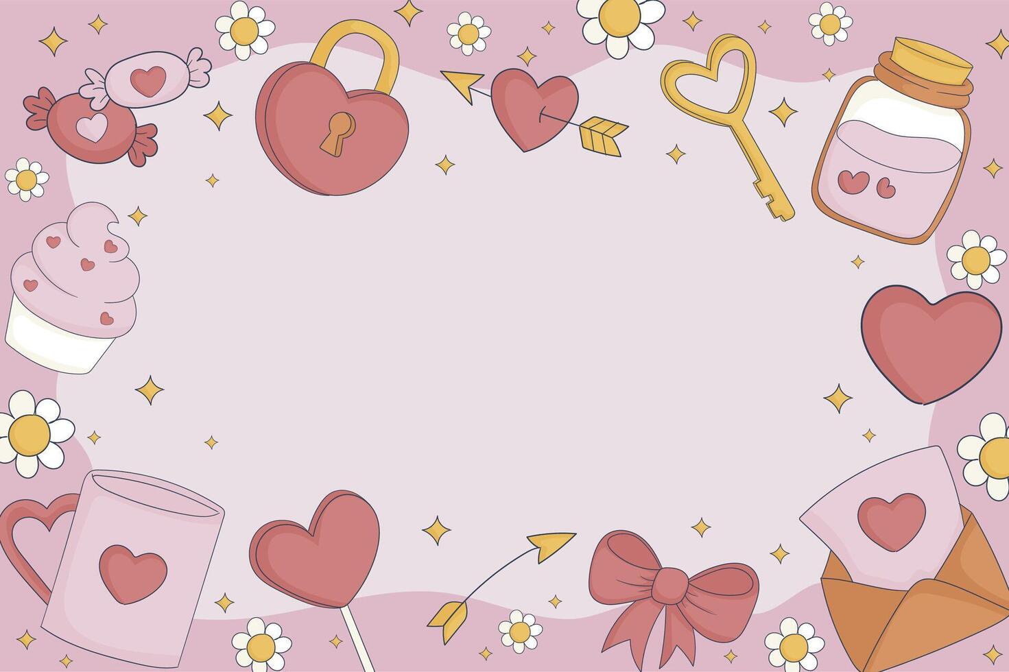 valentine love heart frame for text space in horizontal screen vector