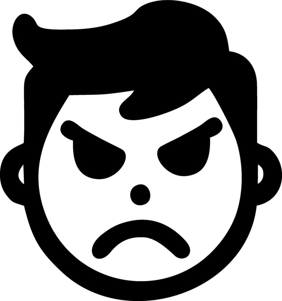 Angry boy face intense emotion strong feeling upset expression bold graphic design vector