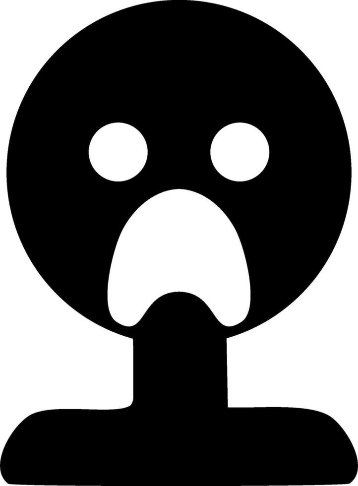 Black and white cartoon face expressing fear or shock vector