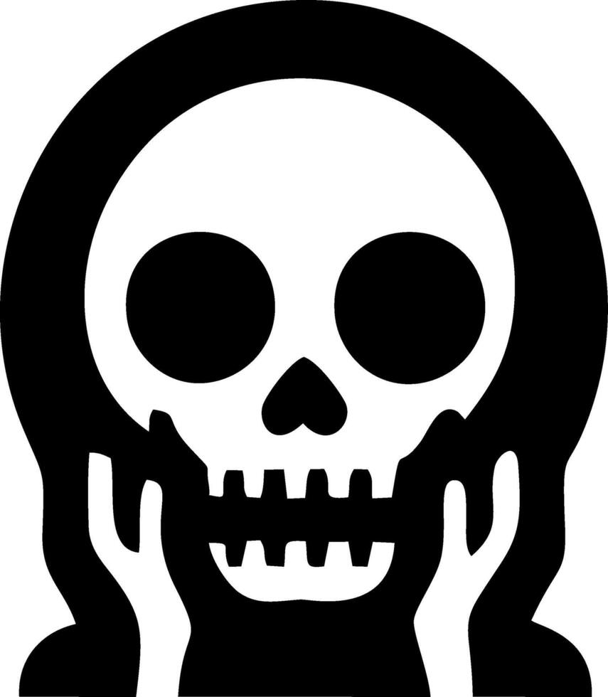 Distressed Skull Emoji, Graphic Design Element vector