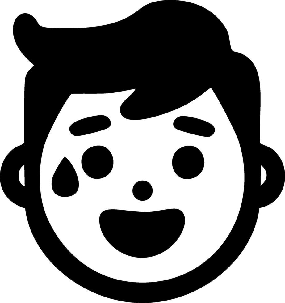 Happy boy sweating profusely joyful grin pure delight summer fun vector