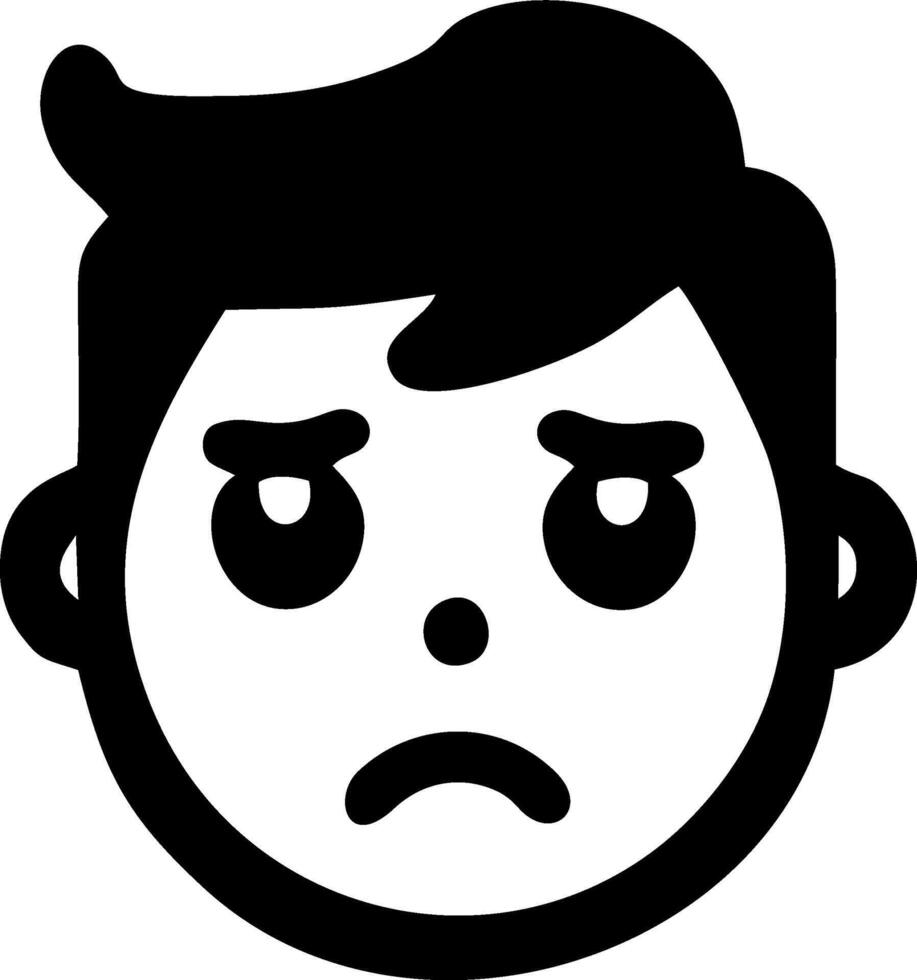 Sad boy face emoticon showing displeasure upset mood feeling unhappy vector